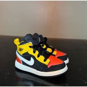 Nike Air Jordan 1 Mid Amarillo Orange Yellow Black BQ6933-087 Td Toddler Size 4C